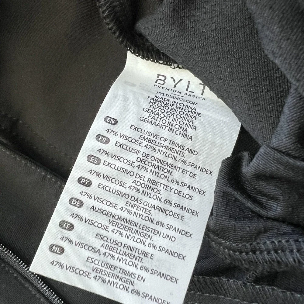 BYLT Premium Basics Everyday Pant 2.0 Pants Mens 33 Black Slim Fit Stretch Chino